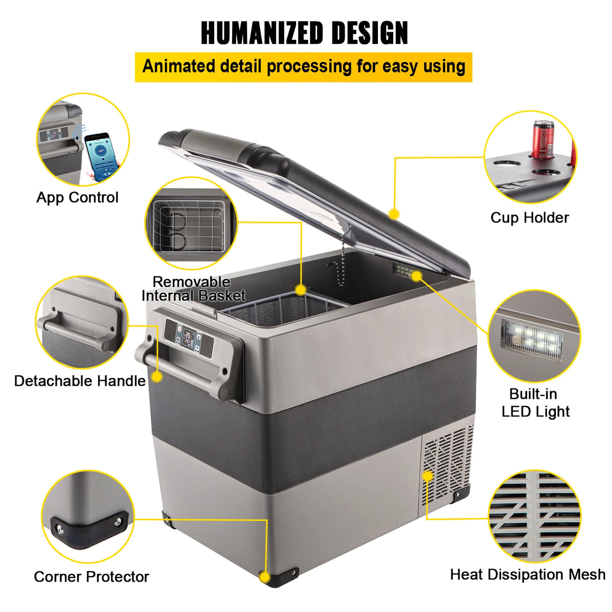 SucceBuy Portable Compressor Car Refrigerator Mini Fridge For Camping