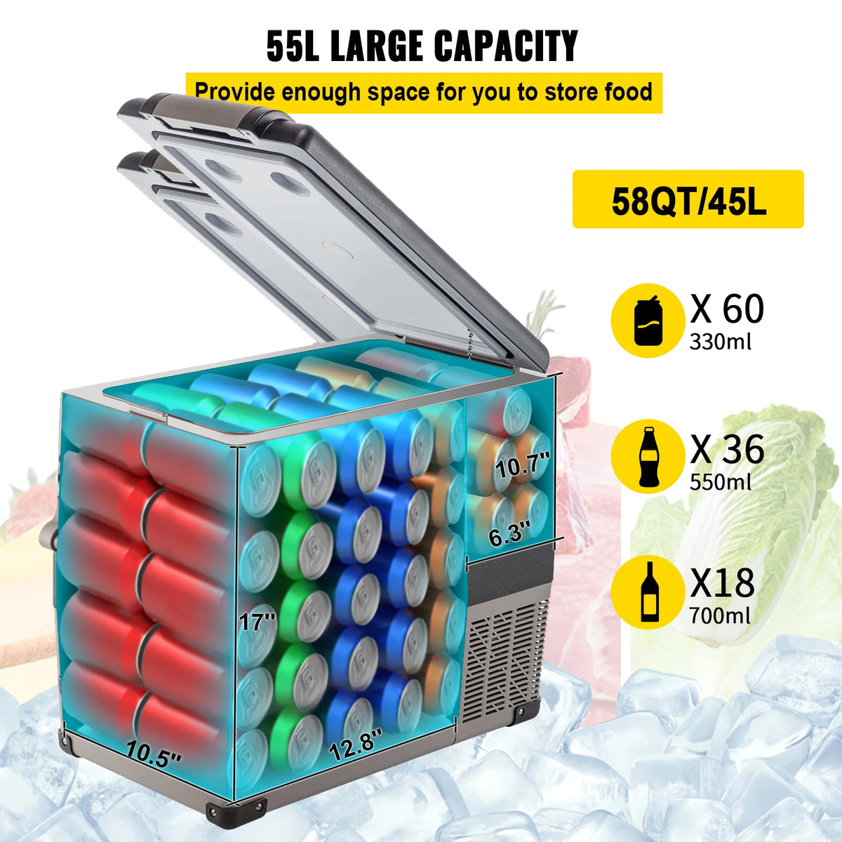 SucceBuy Portable Compressor Car Refrigerator Mini Fridge For Camping