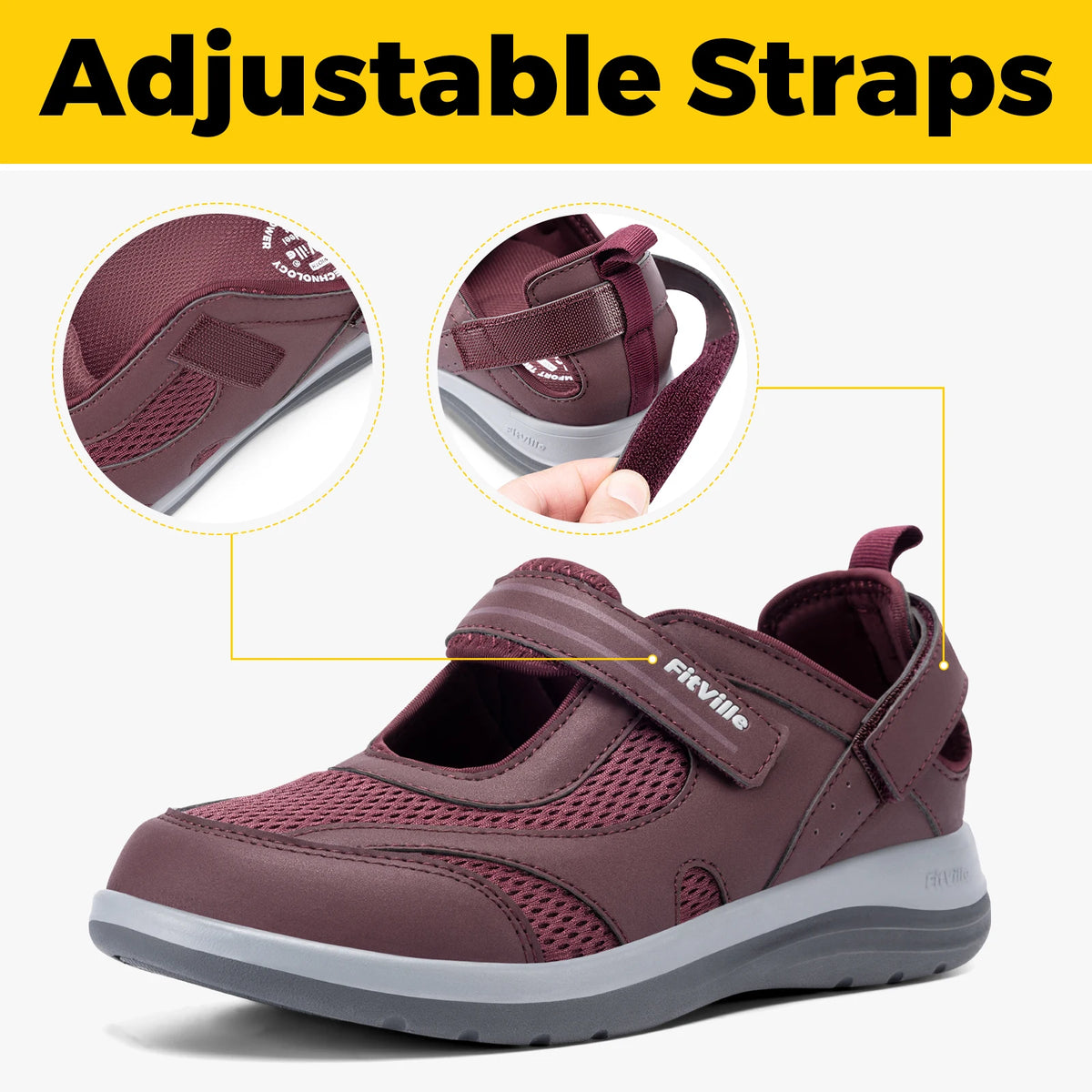 Fitville FlexiWalk Mary Jane Sandals Wide Toe Lightweight Casual