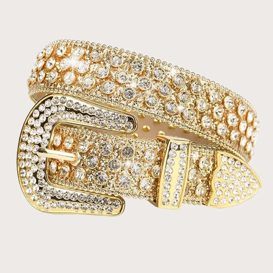 Women Y2K Punk Fashion Rhinestone Leopard PU Leather Belt