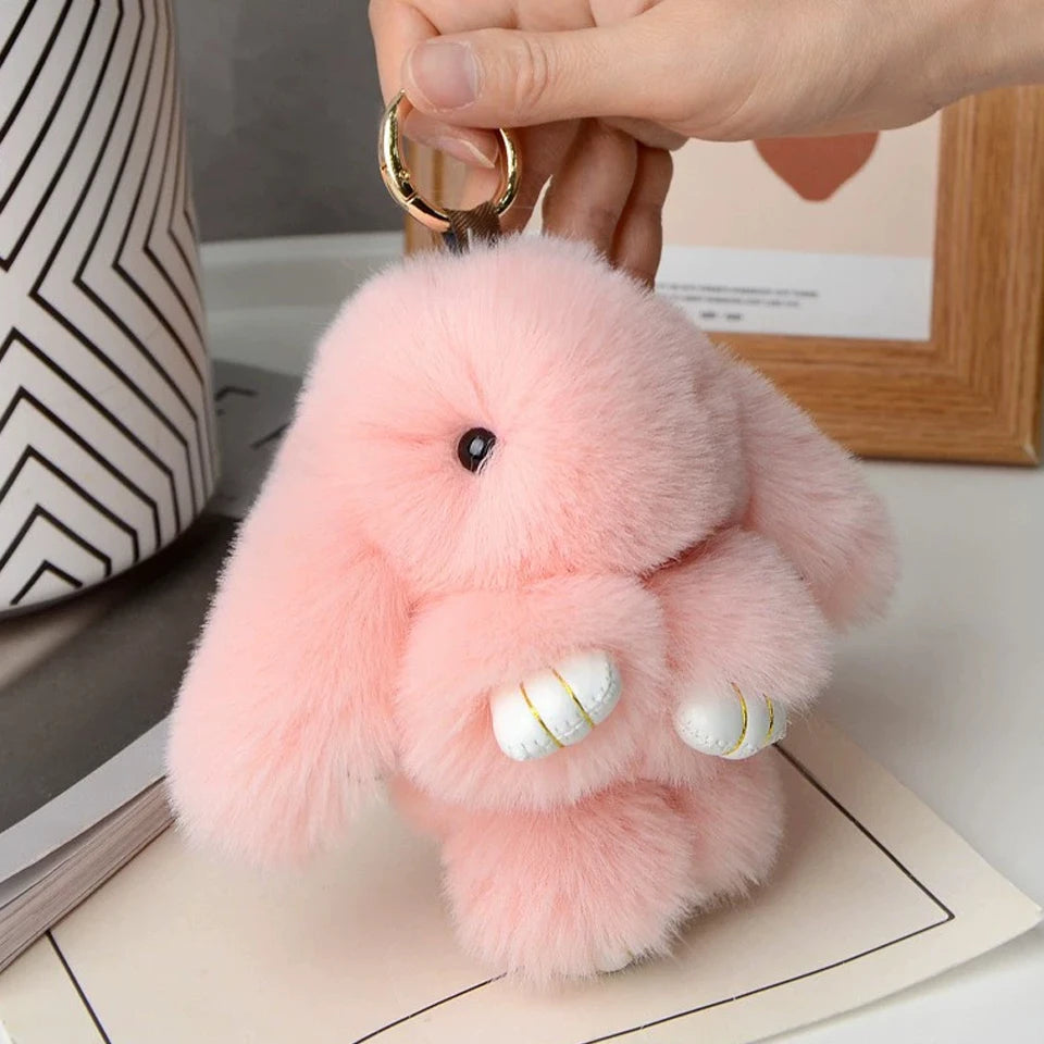 Rabbit Fur Keychain Bag Pendant Accessory For Women And Gifts