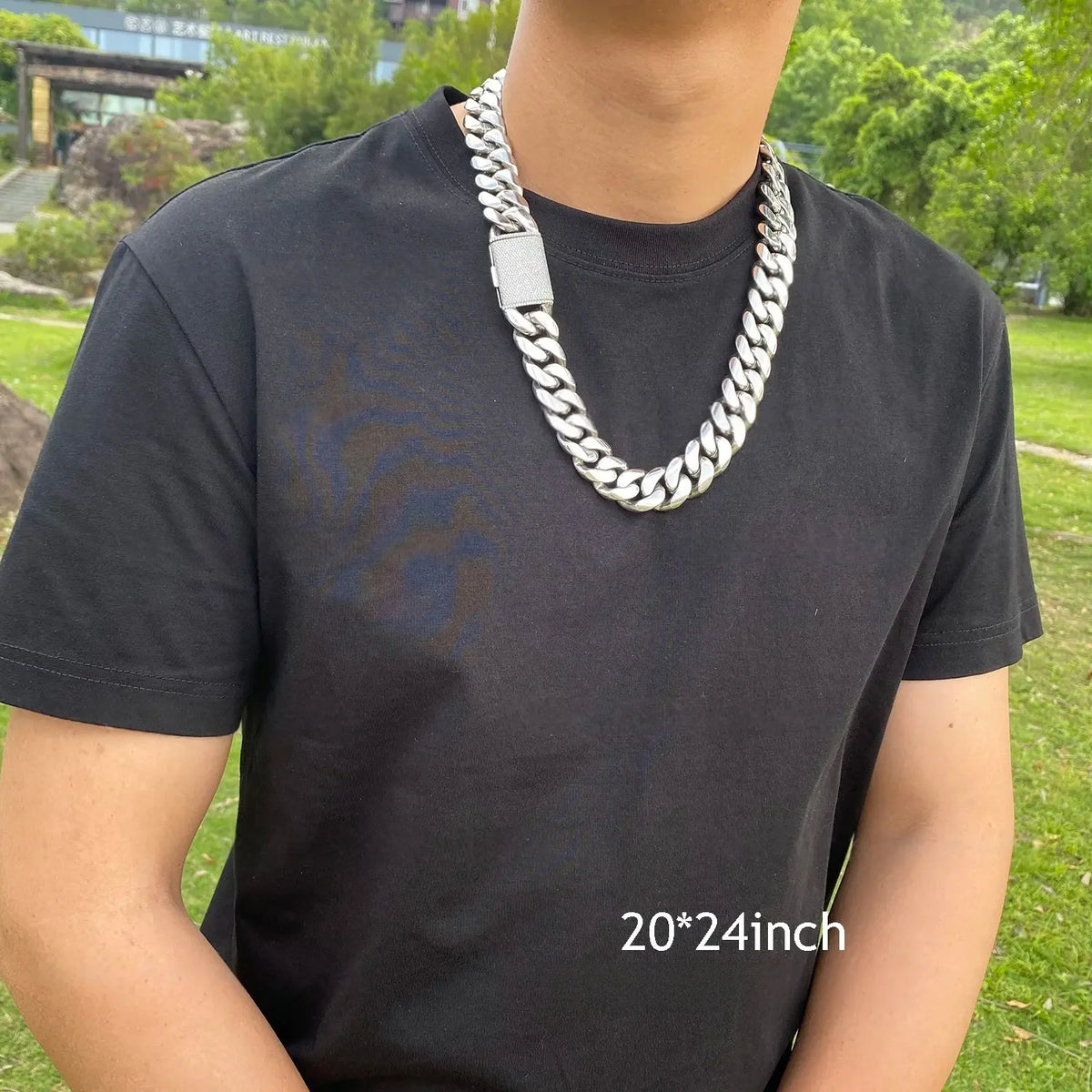 Mens Heavyweight Iced Miami Cuban Link Stainless Steel Chain