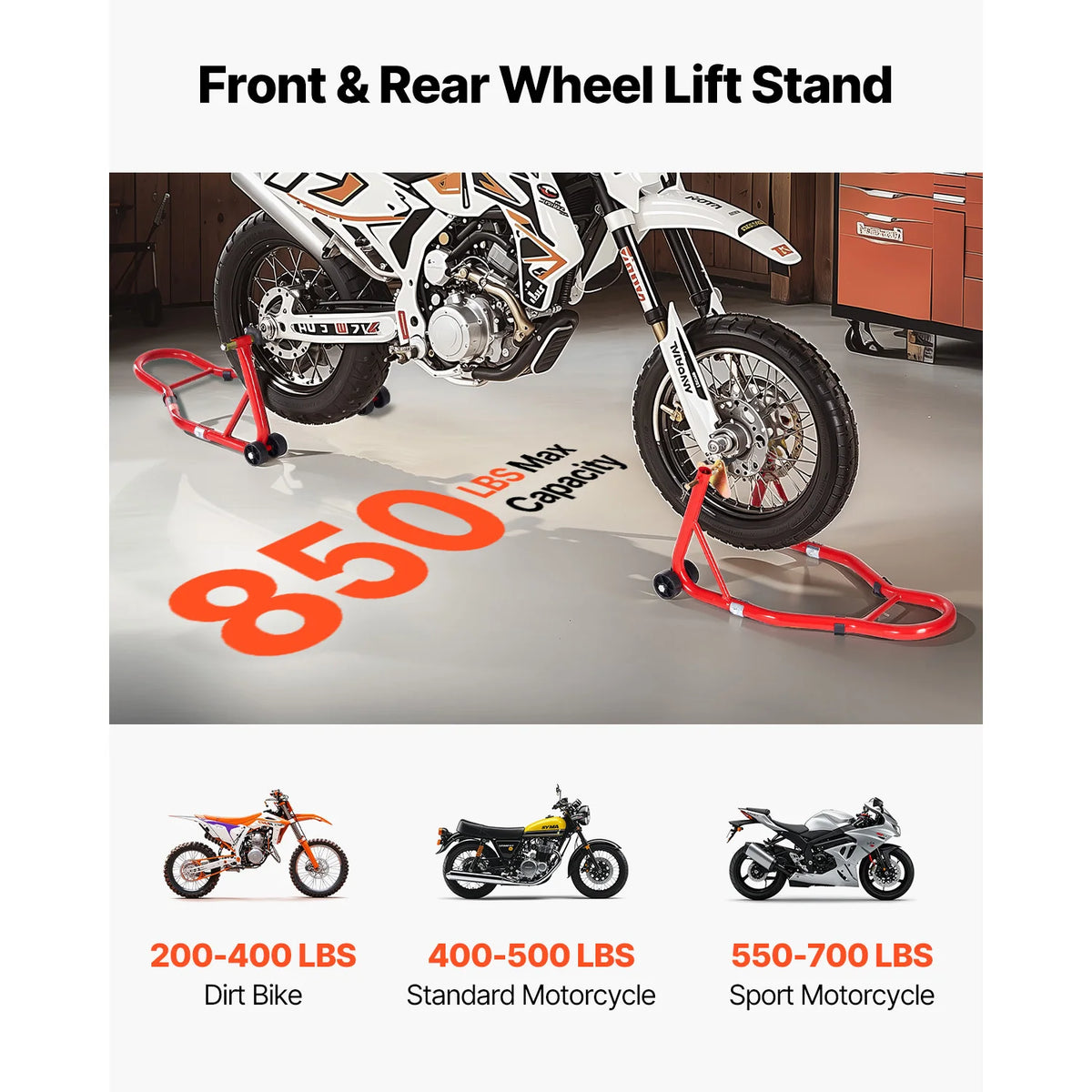 SucceBuy Heavy Duty Steel Motorcycle Front Rear Maintenance Stand