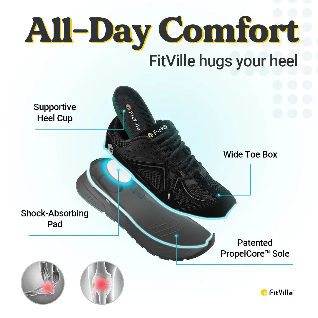 FitVille Men Lightweight Walking Shoes For Arch Support