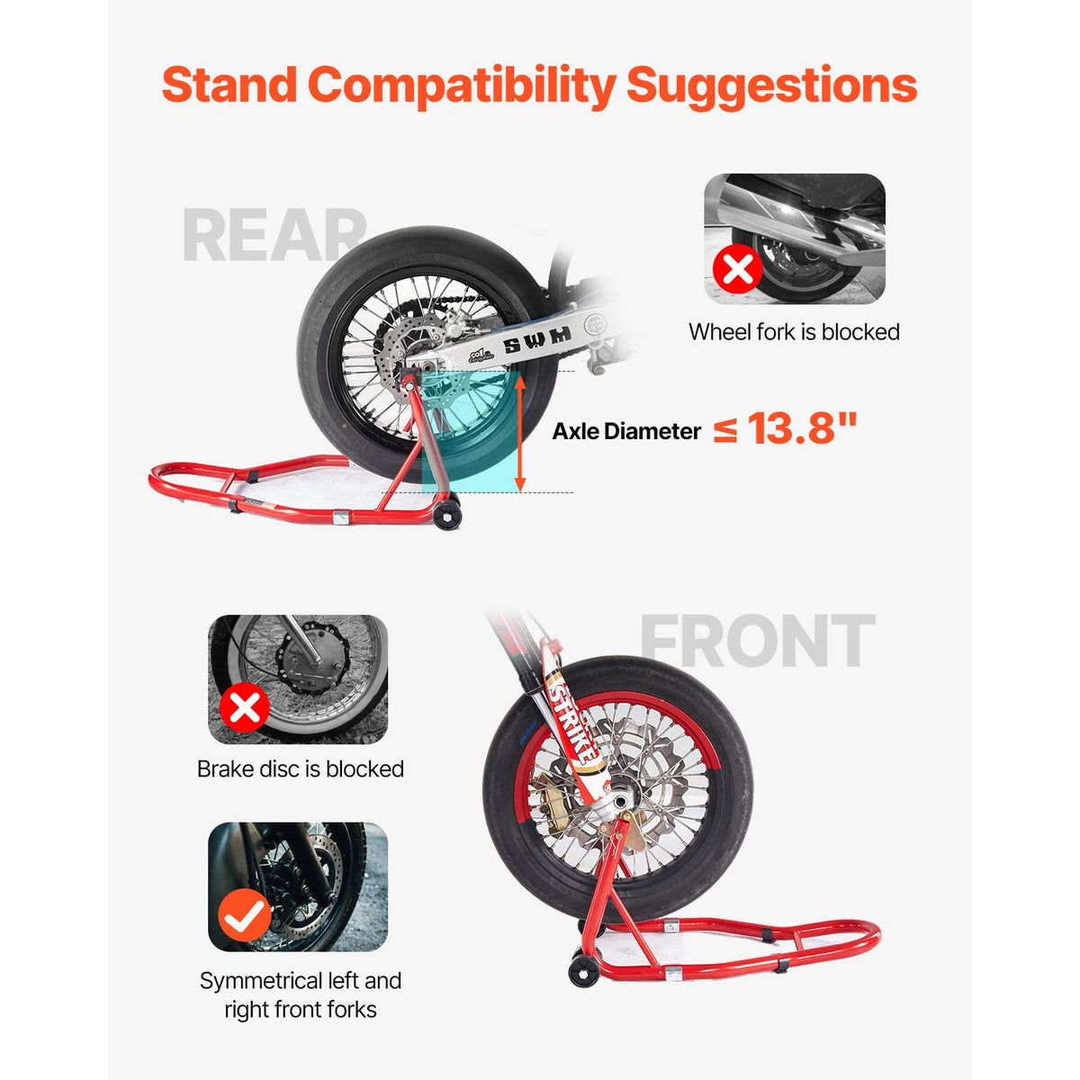SucceBuy Heavy Duty Steel Motorcycle Front Rear Maintenance Stand