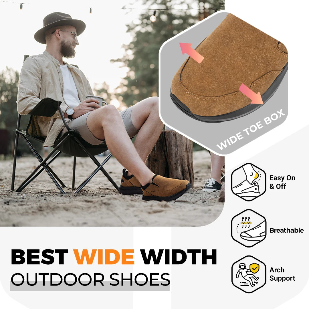 Fitville Mens Slip On Hiking Loafers With Orthopedic Support