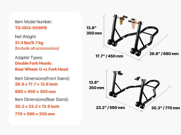 SucceBuy Heavy Duty Steel Motorcycle Front Rear Maintenance Stand