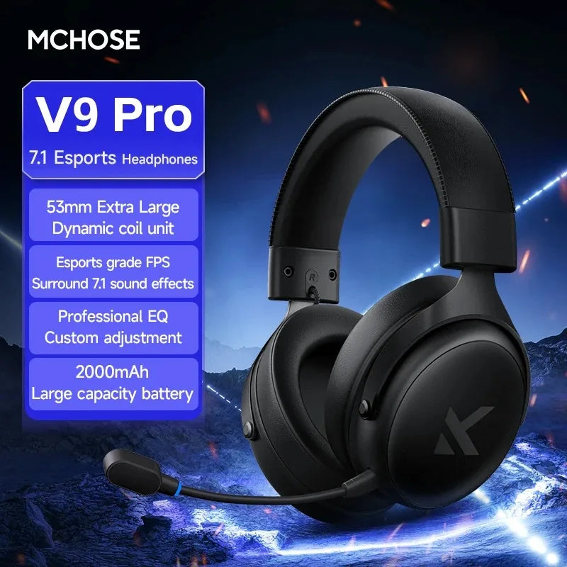 MCHOSE V9 Pro Wireless Gaming Headset With Virtual Surround Sound