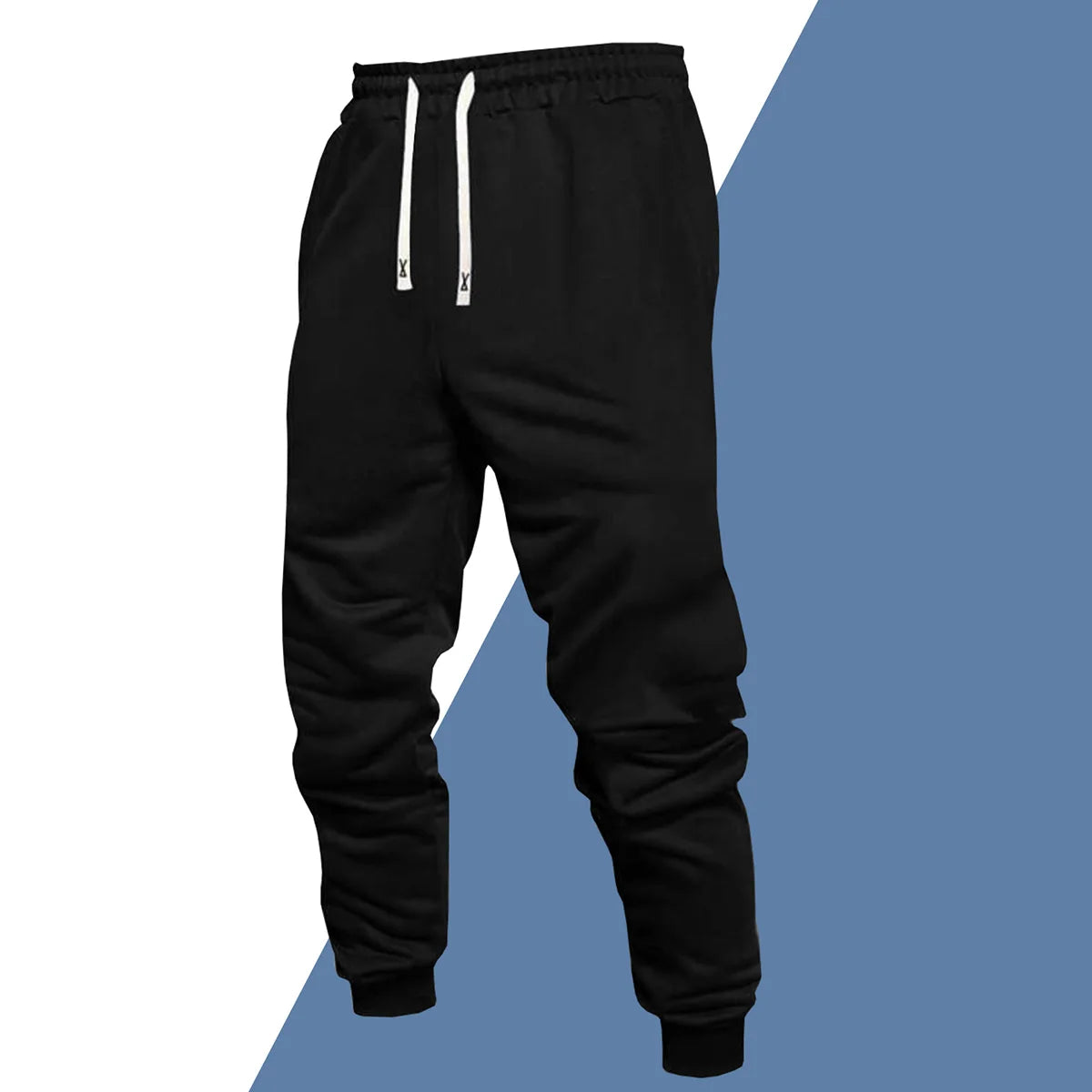 Mens Regular Fit Polyester Athletic Jogger Pants With Drawstring