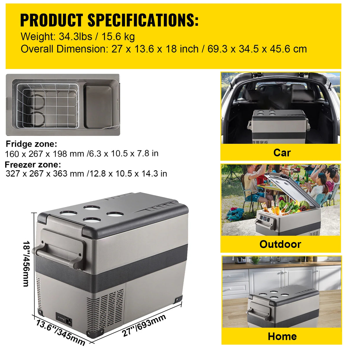 SucceBuy Portable Compressor Car Refrigerator Mini Fridge For Camping