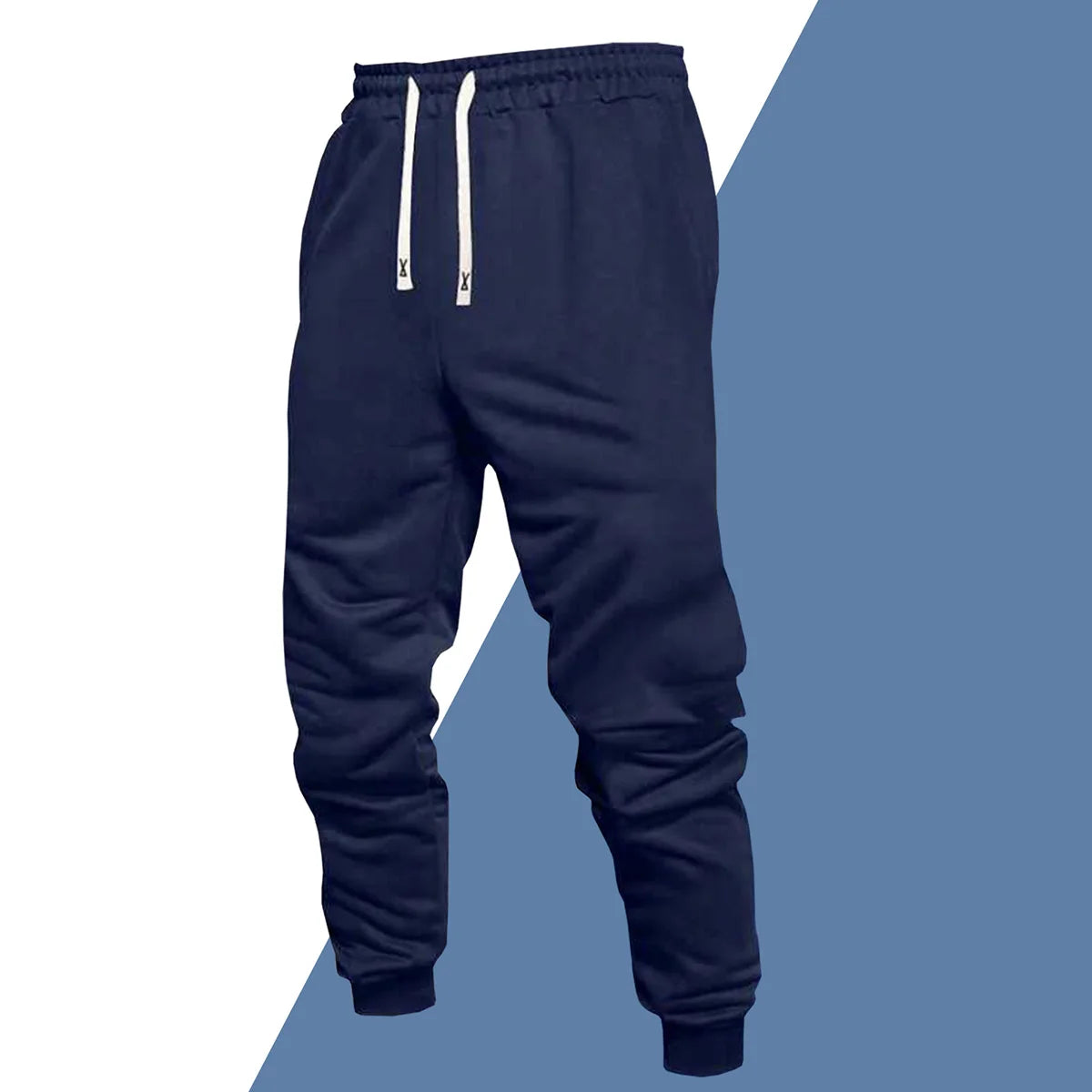 Mens Regular Fit Polyester Athletic Jogger Pants With Drawstring