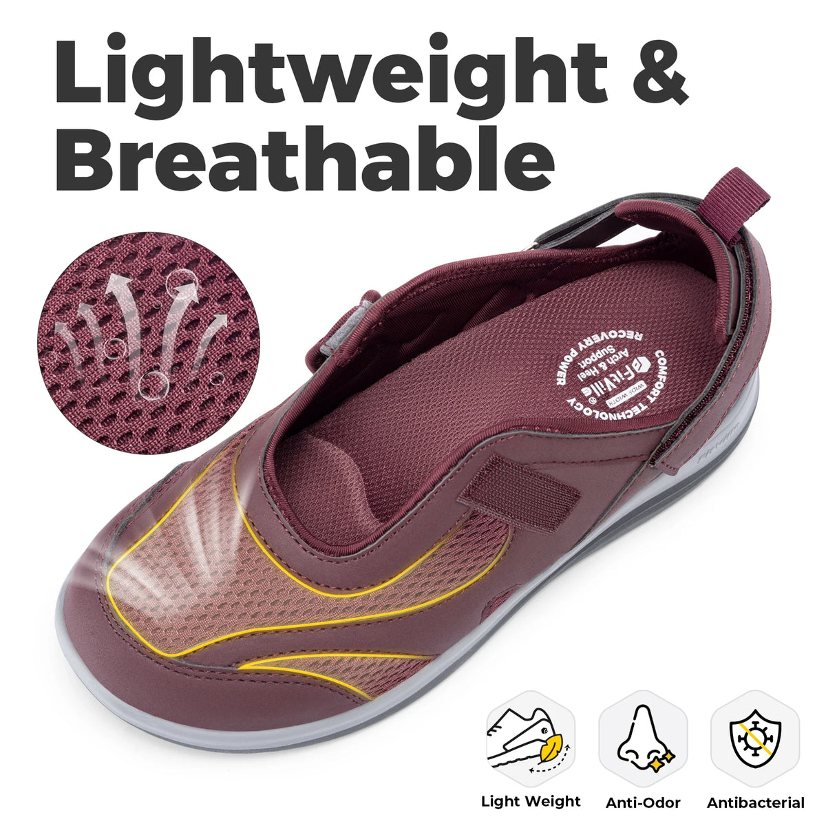 Fitville FlexiWalk Mary Jane Sandals Wide Toe Lightweight Casual