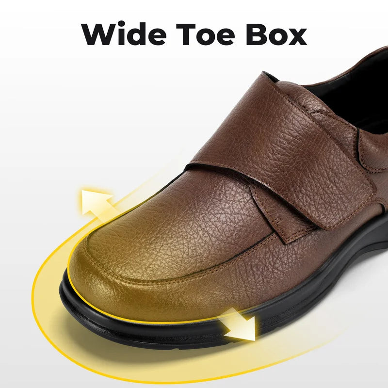Fitville Men's Wide Toe Box Leather Oxford Walking Shoes