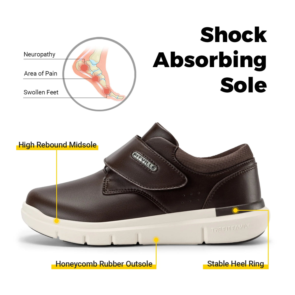 Fitville Men Lightweight Diabetic Slip On Walking Shoes