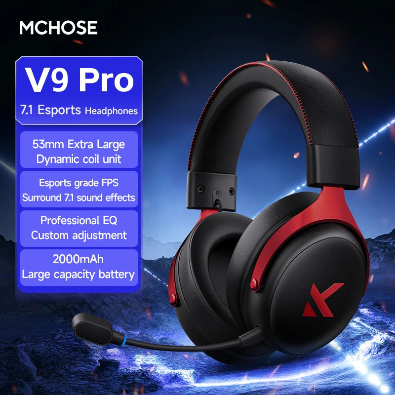MCHOSE V9 Pro Wireless Gaming Headset With Virtual Surround Sound
