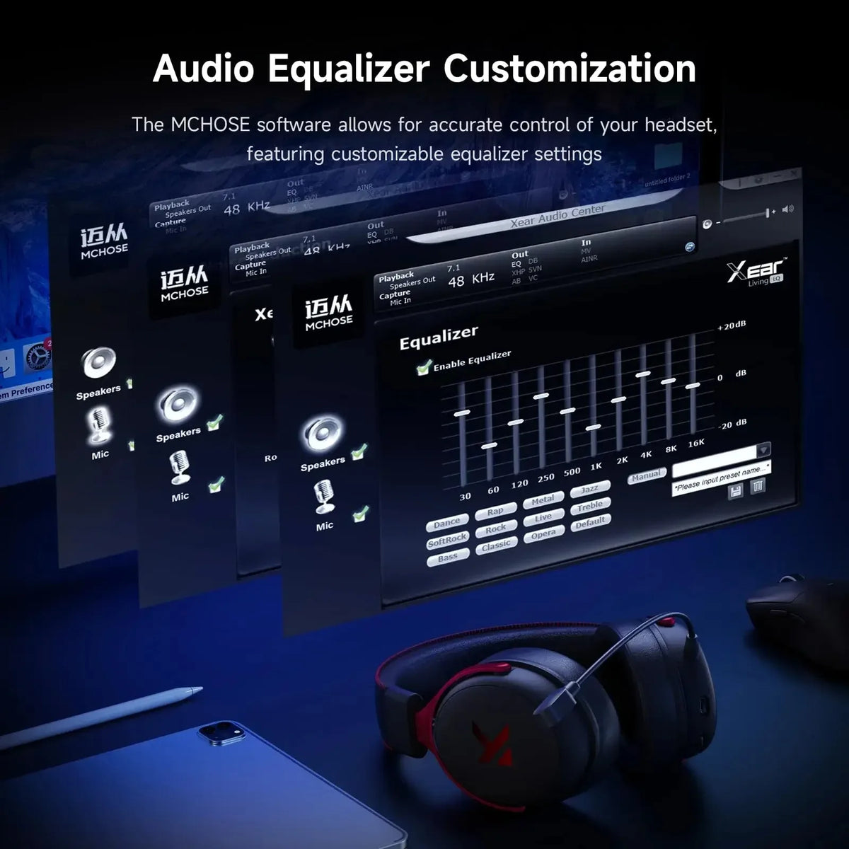 MCHOSE V9 Pro Wireless Gaming Headset With Virtual Surround Sound