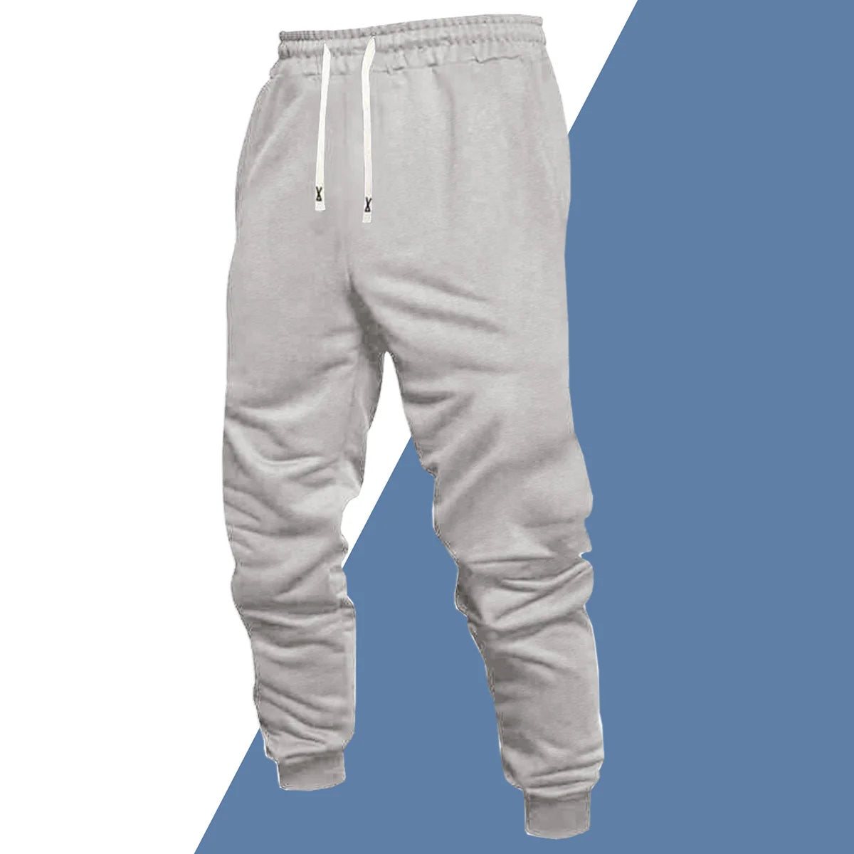 Mens Regular Fit Polyester Athletic Jogger Pants With Drawstring