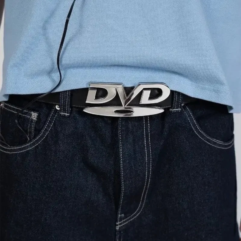 Unisex Vintage Metal DVD Buckle Belts For Men