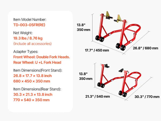 SucceBuy Heavy Duty Steel Motorcycle Front Rear Maintenance Stand