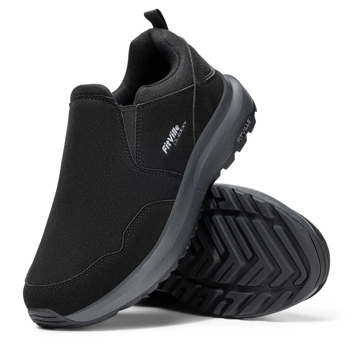 Fitville Mens Slip On Hiking Loafers With Orthopedic Support