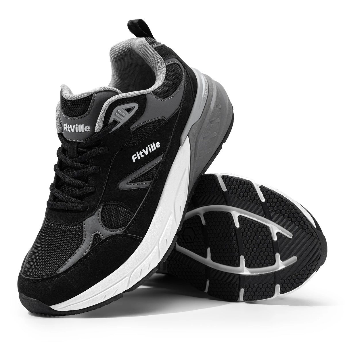 Fitville Men's Wide Walking Shoes Arch Support For Plantar Fasciitis