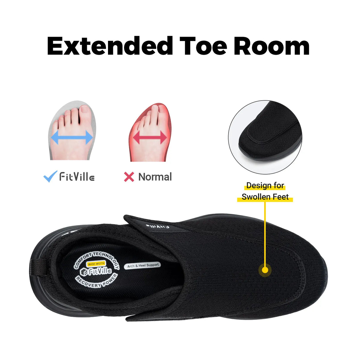 Fitville Men Extra Wide Diabetic Orthopedic Walking Shoes