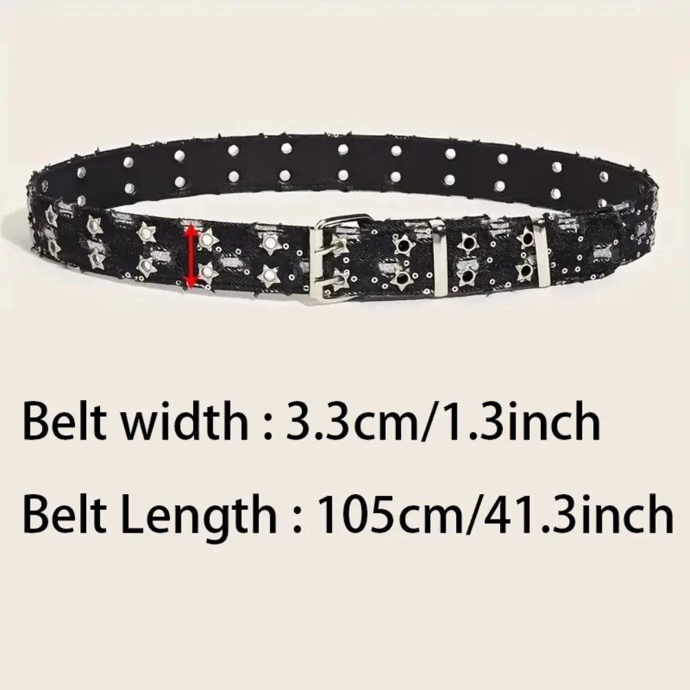Y2K Star Hollow Out Canvas Pin Buckle Belt For Unisex Fashion