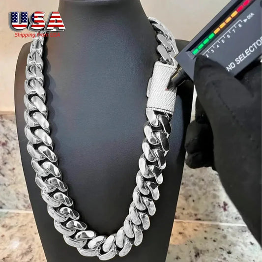 Mens Heavyweight Iced Miami Cuban Link Stainless Steel Chain