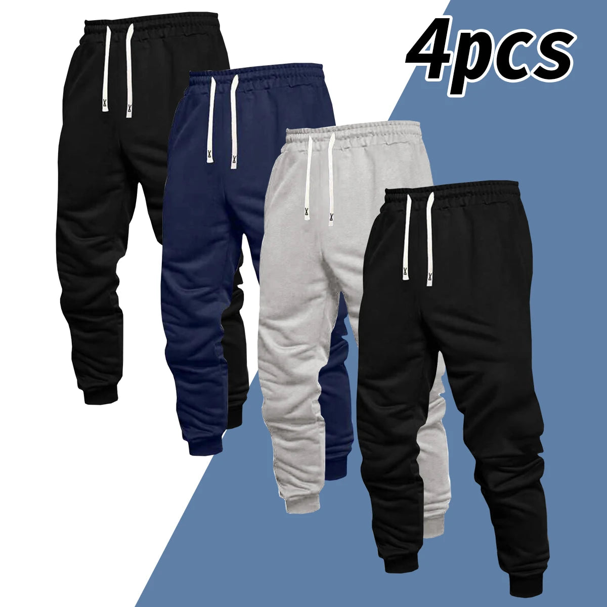 Mens Regular Fit Polyester Athletic Jogger Pants With Drawstring