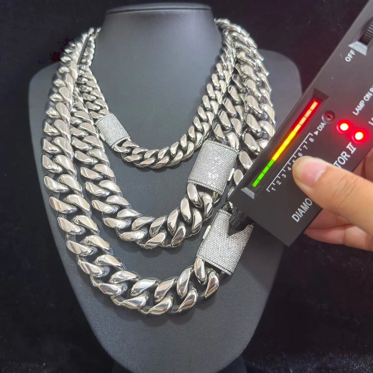 Mens Heavyweight Iced Miami Cuban Link Stainless Steel Chain
