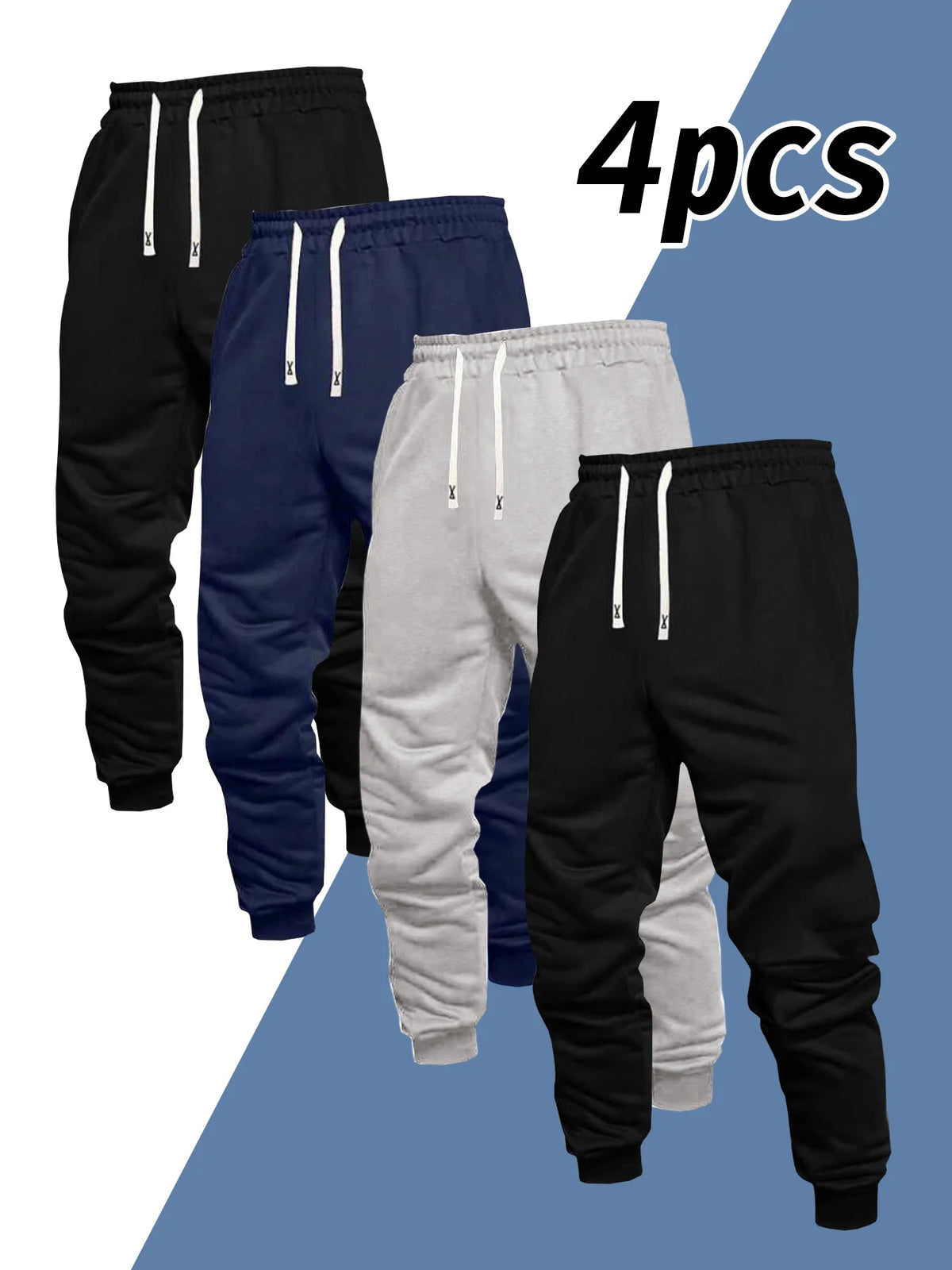 Mens Regular Fit Polyester Athletic Jogger Pants With Drawstring