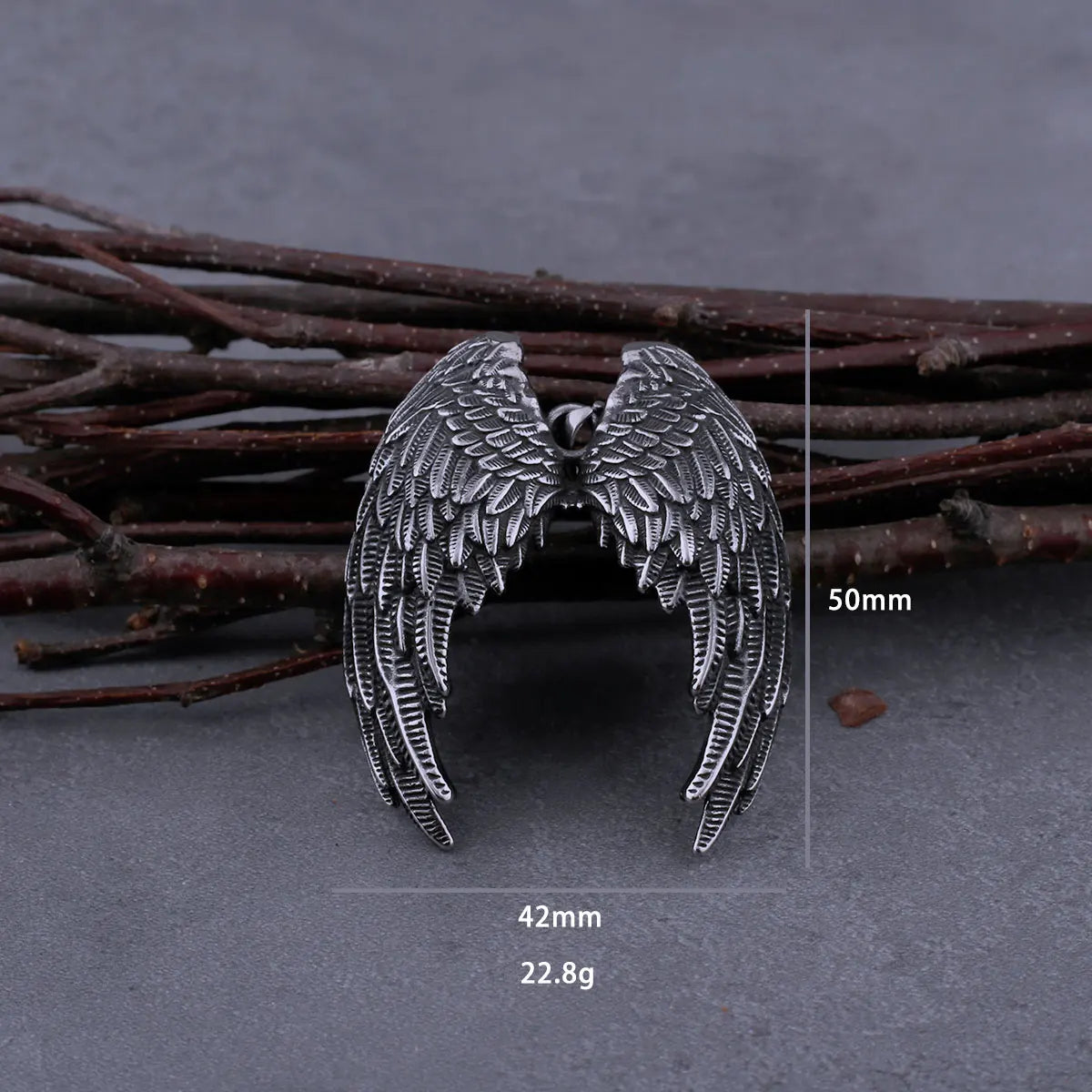 Stainless Steel Angel Wings Pendant Necklace Snake Chain