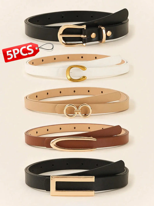 Stylish Ladies PU Waist Belt Set With Metal Buckle Closure