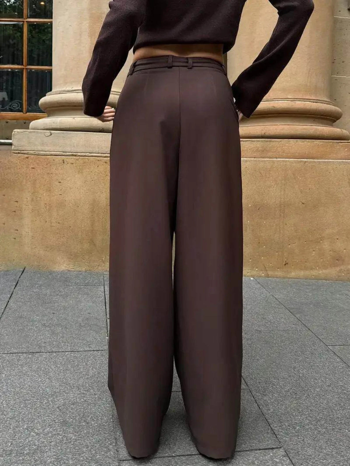 Women's High Waist Wrap Front Wide Leg Casual Pants