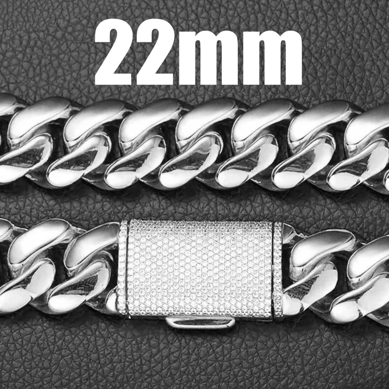 Mens Heavyweight Iced Miami Cuban Link Stainless Steel Chain