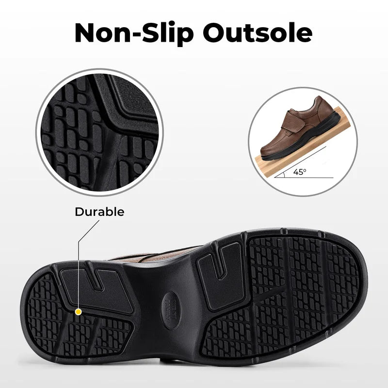 Fitville Men's Wide Toe Box Leather Oxford Walking Shoes