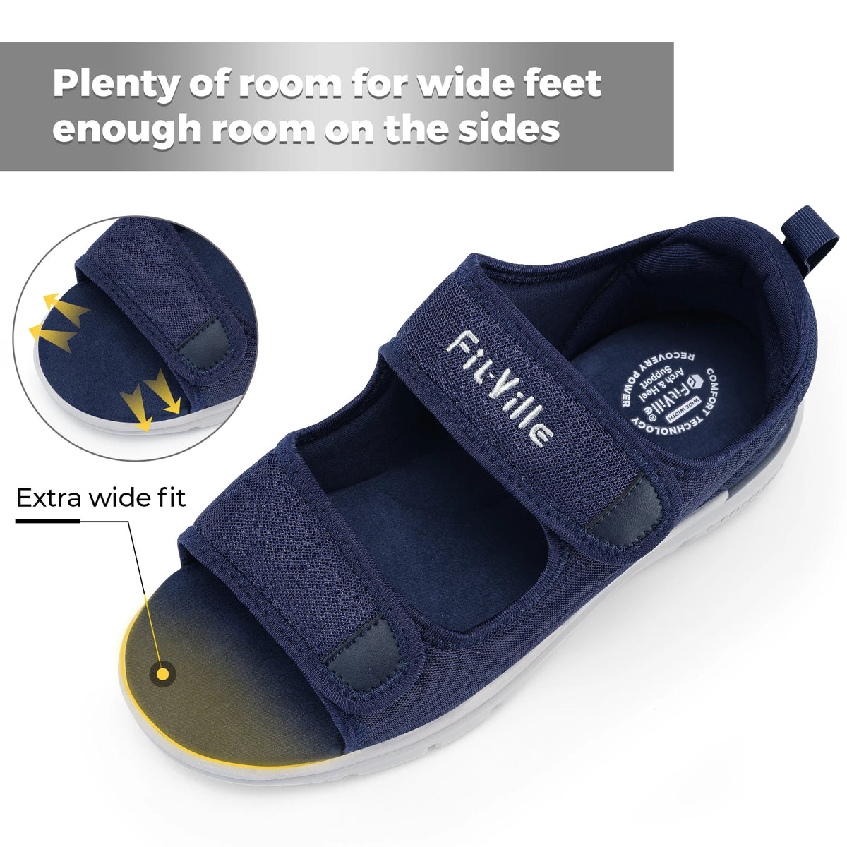 Fitville Men Plantar Fasciitis Recovery Sandals With Eva Insole