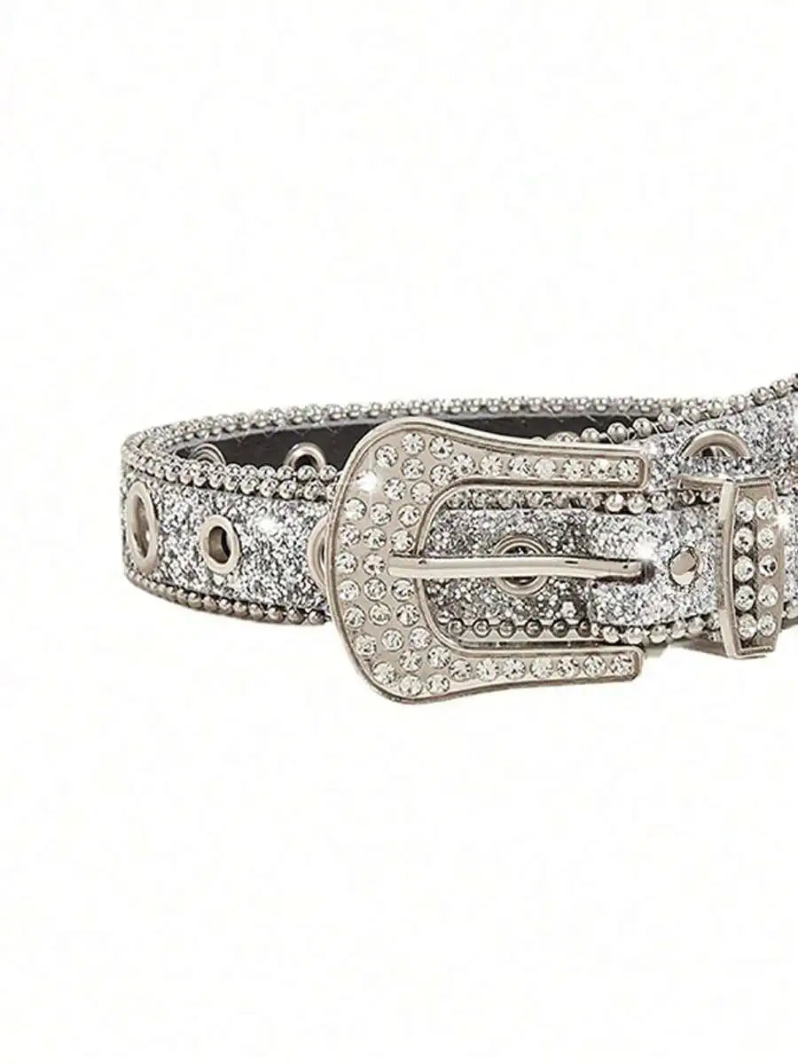 Faux Leather Rhinestone Belt For Women Fashion Accessory