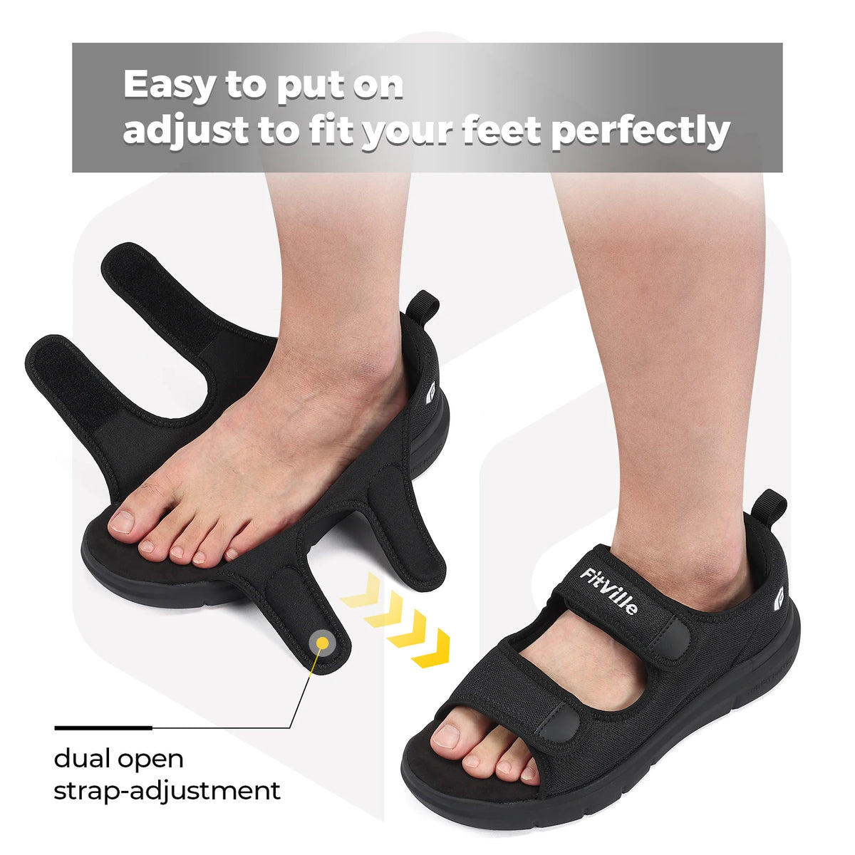 Fitville Men Plantar Fasciitis Recovery Sandals With Eva Insole