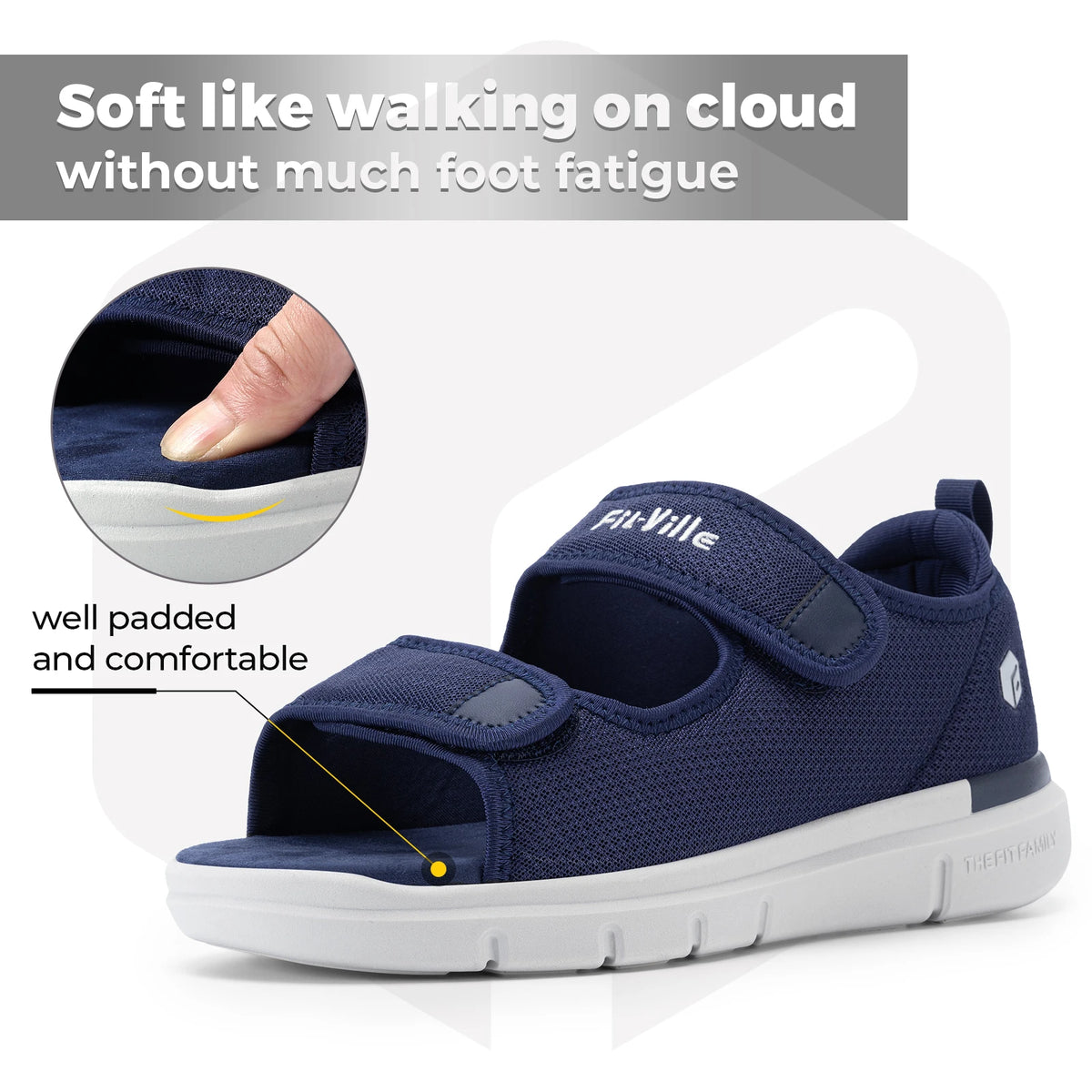 Fitville Men Plantar Fasciitis Recovery Sandals With Eva Insole